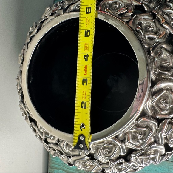 Kare Vase Rose Multi Chrome Silver Rose Embossed Vase | Glam Modern Home Decor - Picture 5 of 10